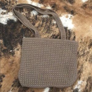 The Sak crochet tan bag medium double handle